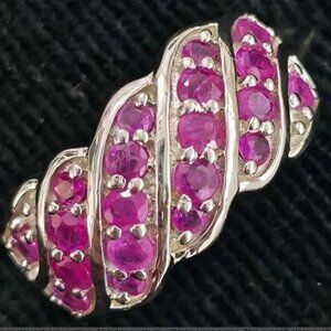 Gold plated Sterling Silver Ruby (0.9ct) Rhodium Plated Ring Size 7